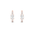 1.5CTW Oval Shaped Lab Grown Diamond (F/VS) Solitare Accent Huggie Earrings in 14K Gold