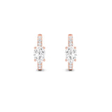 1.5CTW Oval Shaped Lab Grown Diamond (F/VS) Solitare Accent Huggie Earrings in 14K Gold