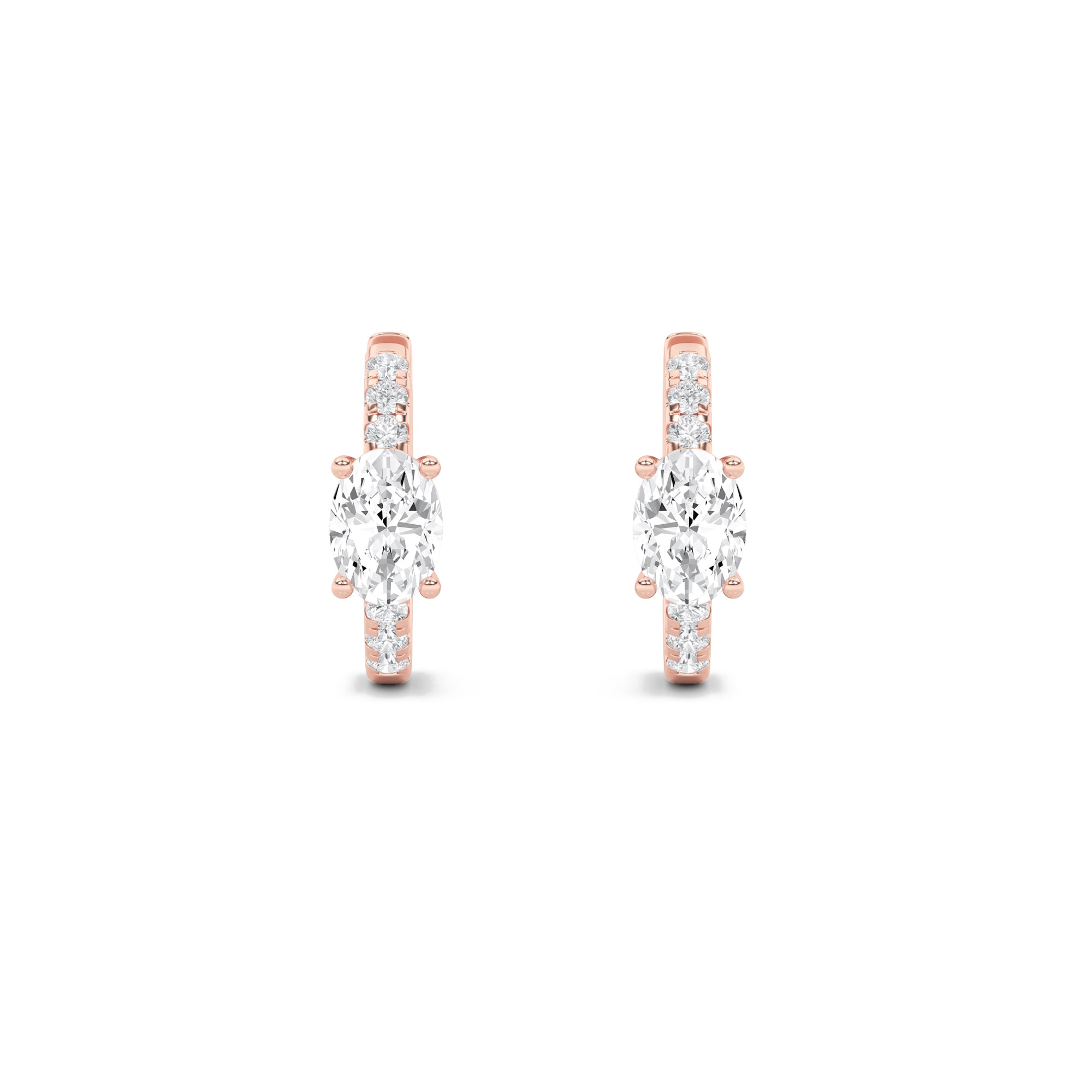1.5CTW Oval Shaped Lab Grown Diamond (F/VS) Solitare Accent Huggie Earrings in 14K Gold