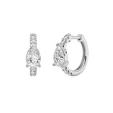 1.5CTW Pear Shaped Lab Grown Diamond (G/VS) Solitare Accent Huggie Earrings in 14K Gold