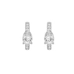 1.5CTW Pear Shaped Lab Grown Diamond (G/VS) Solitare Accent Huggie Earrings in 14K Gold