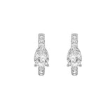 1.5CTW Pear Shaped Lab Grown Diamond (G/VS) Solitare Accent Huggie Earrings in 14K Gold