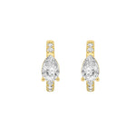 1.5CTW Pear Shaped Lab Grown Diamond (F/VS) Solitare Accent Huggie Earrings in 14K Gold