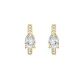 1.5CTW Pear Shaped Lab Grown Diamond (F/VS) Solitare Accent Huggie Earrings in 14K Gold