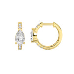 1.5CTW Pear Shaped Lab Grown Diamond (G/VS) Solitare Accent Huggie Earrings in 14K Gold