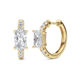1.5CTW Radiant Shaped Lab Grown Diamond (G/VS) Solitare Accent Huggie Earrings in 14K Gold