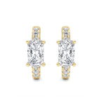 1.5CTW Radiant Shaped Lab Grown Diamond (G/VS) Solitare Accent Huggie Earrings in 14K Gold