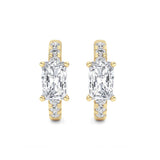 1.5CTW Radiant Shaped Lab Grown Diamond (G/VS) Solitare Accent Huggie Earrings in 14K Gold