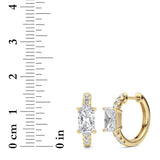 1.5CTW Radiant Shaped Lab Grown Diamond (G/VS) Solitare Accent Huggie Earrings in 14K Gold