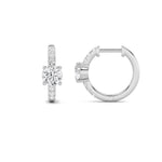 1.5CTW Round Shaped Lab Grown Diamond (F/VS) Solitare Accent Huggie Earrings in 14K Gold