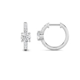 1.5CTW Round Shaped Lab Grown Diamond (F/VS) Solitare Accent Huggie Earrings in 14K Gold