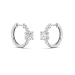 1.5CTW Round Shaped Lab Grown Diamond (F/VS) Solitare Accent Huggie Earrings in 14K Gold