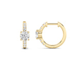1.5CTW Round Shaped Lab Grown Diamond (F/VS) Solitare Accent Huggie Earrings in 14K Gold