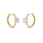 1.5CTW Round Shaped Lab Grown Diamond (F/VS) Solitare Accent Huggie Earrings in 14K Gold