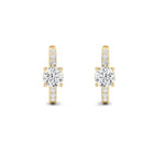 1.5CTW Round Shaped Lab Grown Diamond (F/VS) Solitare Accent Huggie Earrings in 14K Gold