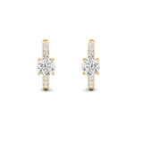 1.5CTW Round Shaped Lab Grown Diamond (G/VS) Solitare Accent Huggie Earrings in 14K Gold