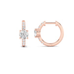 1.5CTW Round Shaped Lab Grown Diamond (F/VS) Solitare Accent Huggie Earrings in 14K Gold