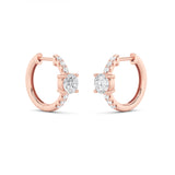 1.5CTW Round Shaped Lab Grown Diamond (F/VS) Solitare Accent Huggie Earrings in 14K Gold