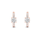 1.5CTW Round Shaped Lab Grown Diamond (F/VS) Solitare Accent Huggie Earrings in 14K Gold