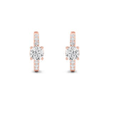 1.5CTW Round Shaped Lab Grown Diamond (F/VS) Solitare Accent Huggie Earrings in 14K Gold