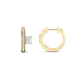 1.25CTW Emerald Shaped Lab Grown Diamond (F/VS) Accented Huggie Earrings in 14K Yellow Gold