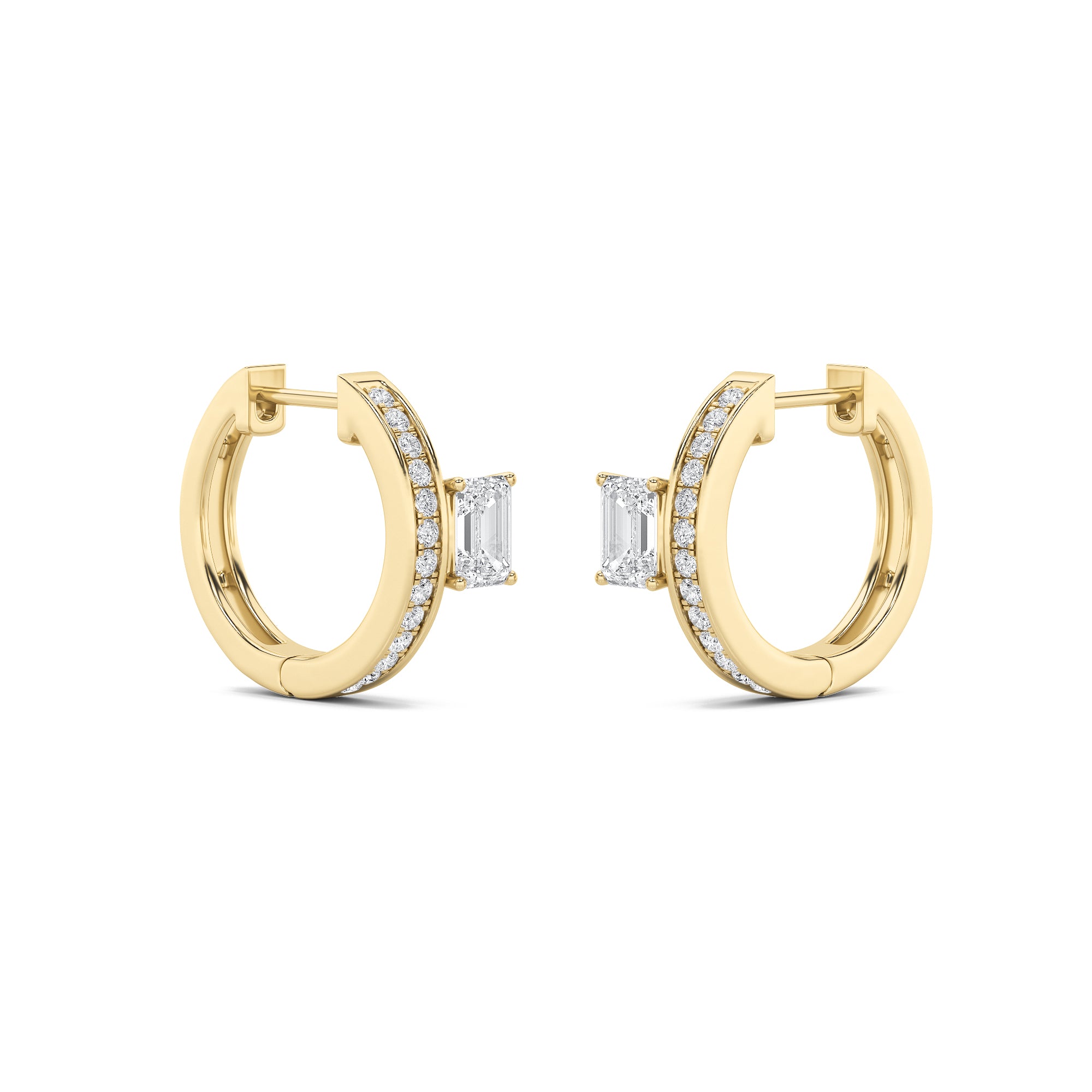 1.25CTW Emerald Shaped Lab Grown Diamond (G/VS) Fashion Earrings in 14K Gold