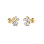 1.5CTW Pear Shaped Lab Grown Diamond (F/VS) Floral Earrings in 14K Gold