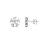 2.5CTW Pear Shaped Lab Grown Diamond (F/VS) Floral Earrings in 14K Gold