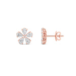 2.5CTW Pear Shaped Lab Grown Diamond (F/VS) Floral Earrings in 14K Gold