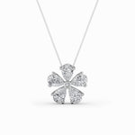 1.5CTW Pear Shaped Lab Grown Diamond (F/VS) Floral Pendant in 14K Gold