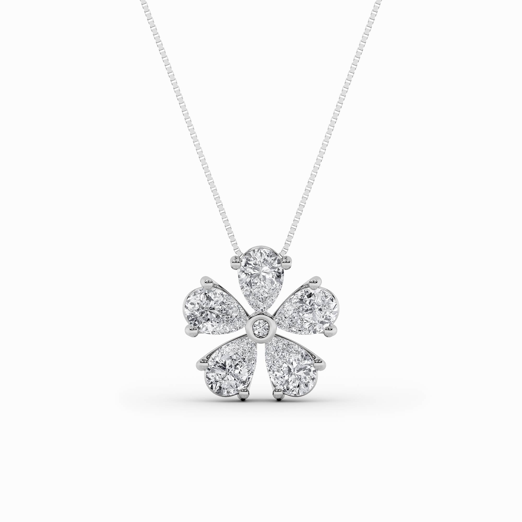 1.5CTW Pear Shaped Lab Grown Diamond (F/VS) Floral Pendant in 14K Gold