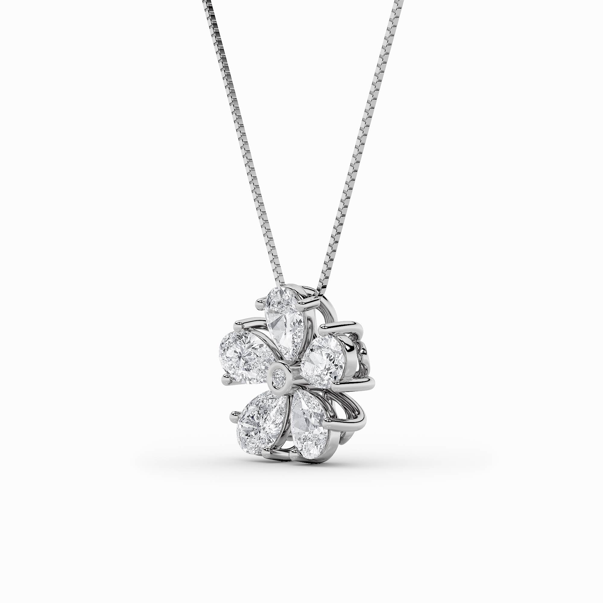 1.5CTW Pear Shaped Lab Grown Diamond (F/VS) Floral Pendant in 14K Gold