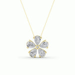 1.5CTW Pear Shaped Lab Grown Diamond (F/VS) Floral Pendant in 14K Gold