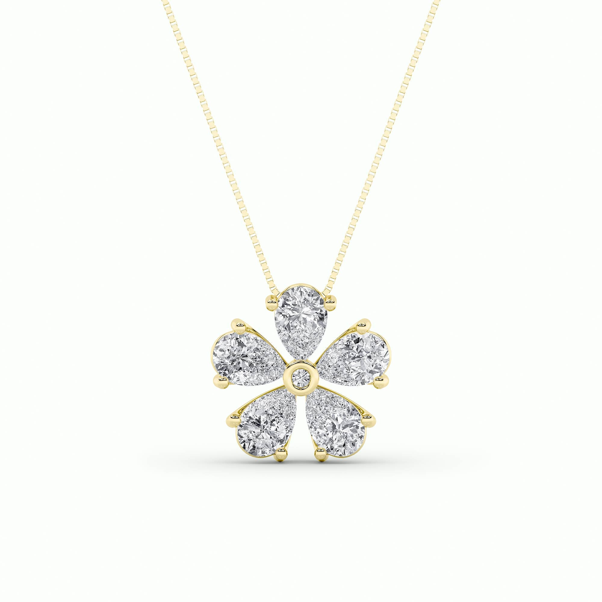 1.5CTW Pear Shaped Lab Grown Diamond (F/VS) Floral Pendant in 14K Gold