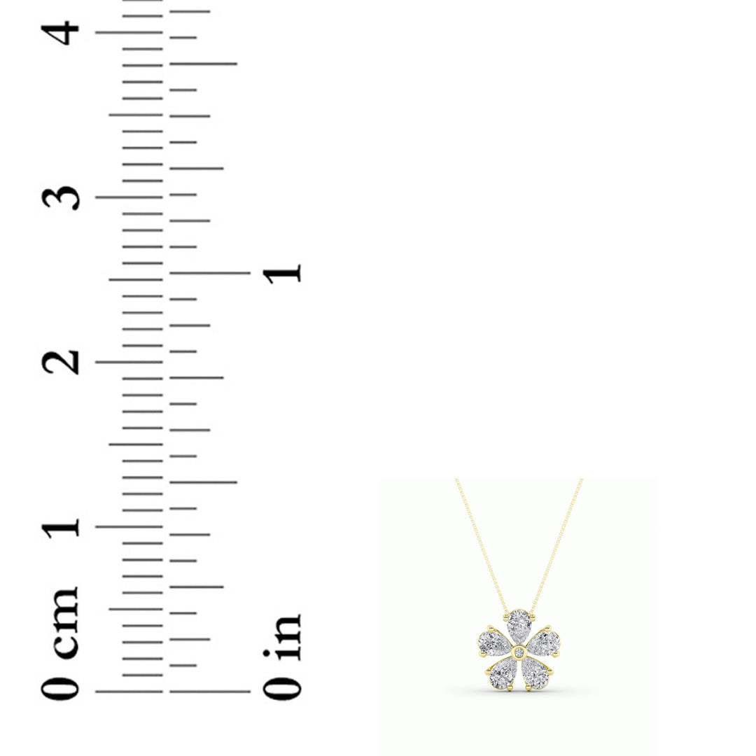 1.5CTW Pear Shaped Lab Grown Diamond (F/VS) Floral Pendant in 14K Gold