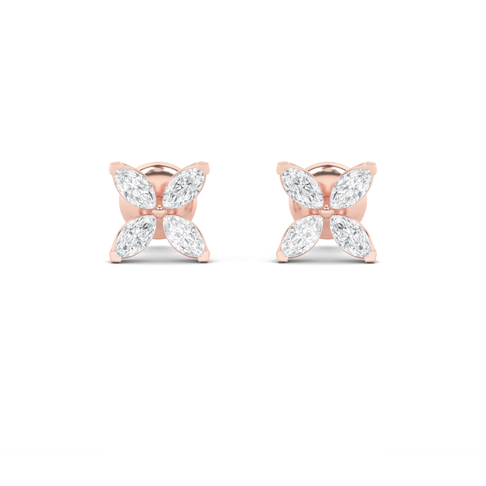 1.5CTW Marquise Shaped Lab Grown Diamond (F/VS) Flower Earrings in 14K Gold