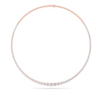 10CTW Round Shaped Lab Grown Diamond (F/VS) Graduating Half  Riviera Necklace in 14K Gold