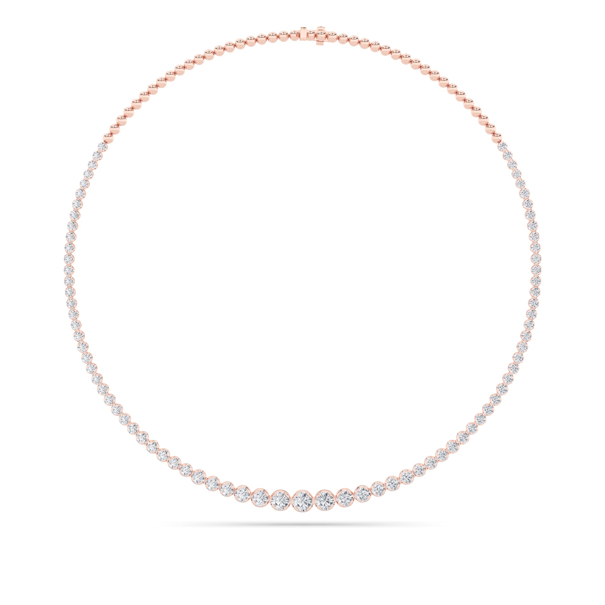 10CTW Round Shaped Lab Grown Diamond (F/VS) Graduating Half  Riviera Necklace in 14K Gold