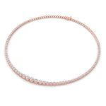 10CTW Round Shaped Lab Grown Diamond (F/VS) Graduating Half  Riviera Necklace in 14K Gold