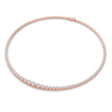 10CTW Round Shaped Lab Grown Diamond (F/VS) Graduating Half  Riviera Necklace in 14K Gold