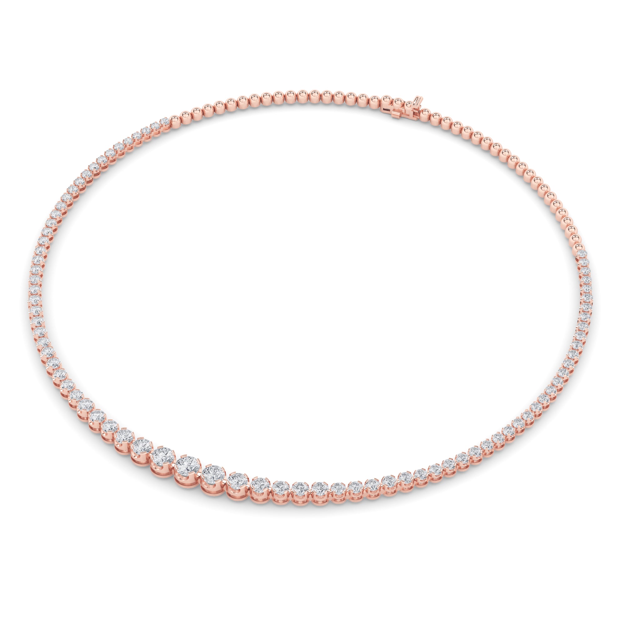 10CTW Round Shaped Lab Grown Diamond (F/VS) Graduating Half  Riviera Necklace in 14K Gold