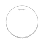 15CTW Round Shaped Lab Grown Diamond (F/VS) Graduating Full Riviera Necklace in 14K Gold
