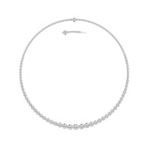 15CTW Round Shaped Lab Grown Diamond (F/VS) Graduating Full Riviera Necklace in 14K Gold