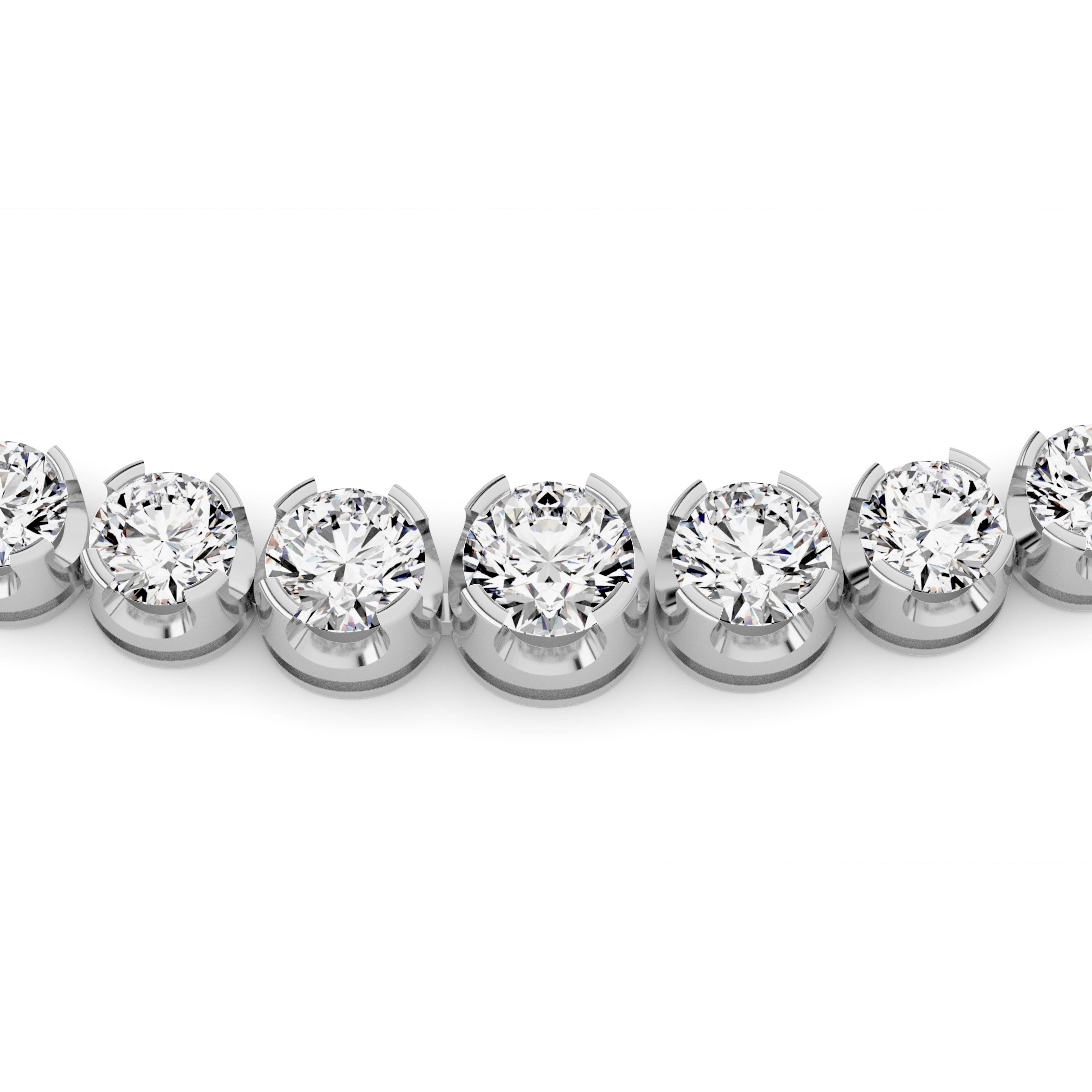 15CTW Round Shaped Lab Grown Diamond (F/VS) Graduating Full Riviera Necklace in 14K Gold