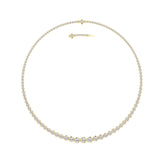 15CTW Round Shaped Lab Grown Diamond (F/VS) Graduating Full Riviera Necklace in 14K Gold