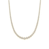 15CTW Round Shaped Lab Grown Diamond (F/VS) Graduating Full Riviera Necklace in 14K Gold