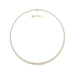 15CTW Round Shaped Lab Grown Diamond (F/VS) Graduating Full Riviera Necklace in 14K Gold