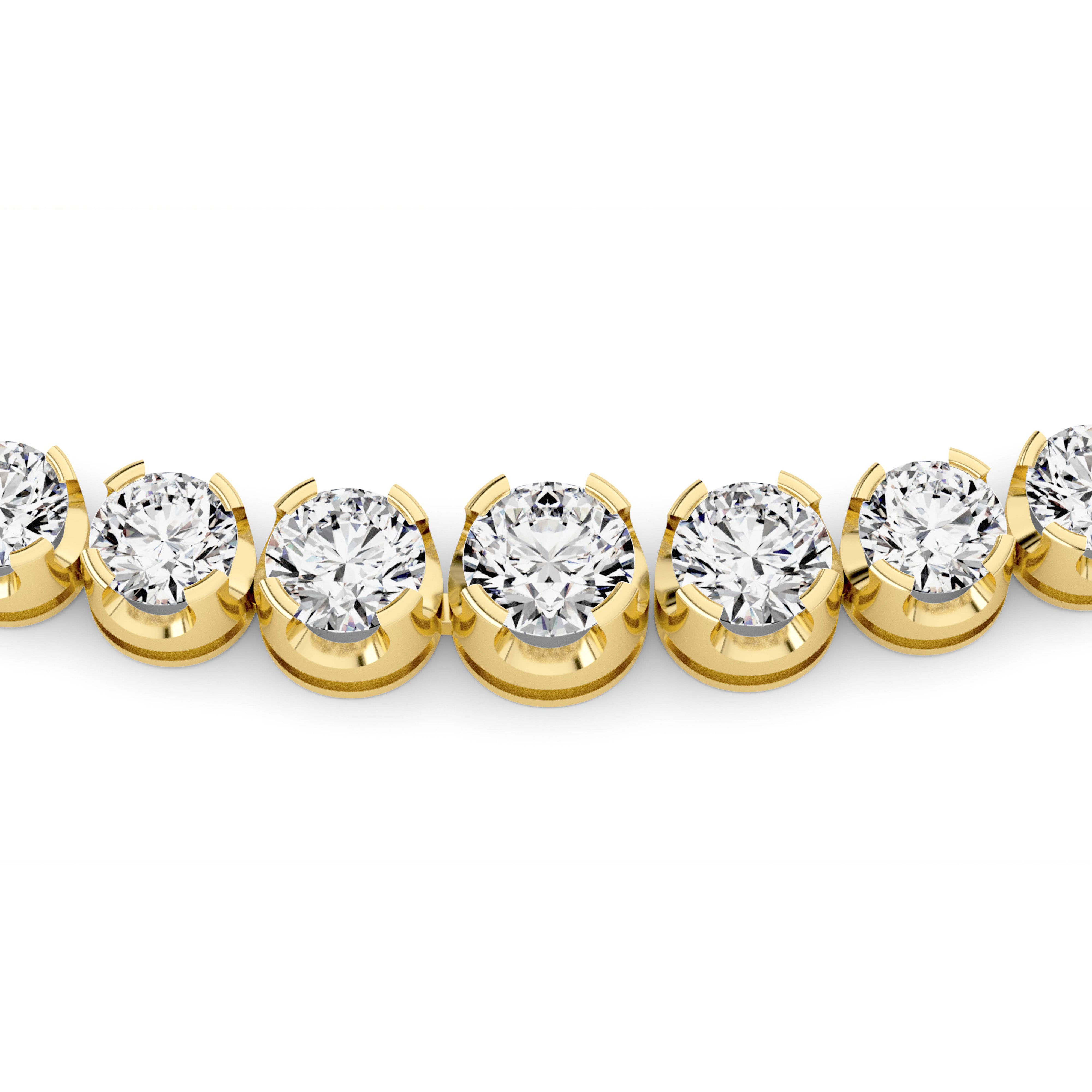 15CTW Round Shaped Lab Grown Diamond (F/VS) Graduating Full Riviera Necklace in 14K Gold
