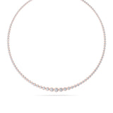 15CTW Round Shaped Lab Grown Diamond (F/VS) Graduating Full Riviera Necklace in 14K Gold