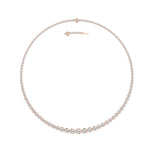 15CTW Round Shaped Lab Grown Diamond (F/VS) Graduating Full Riviera Necklace in 14K Gold